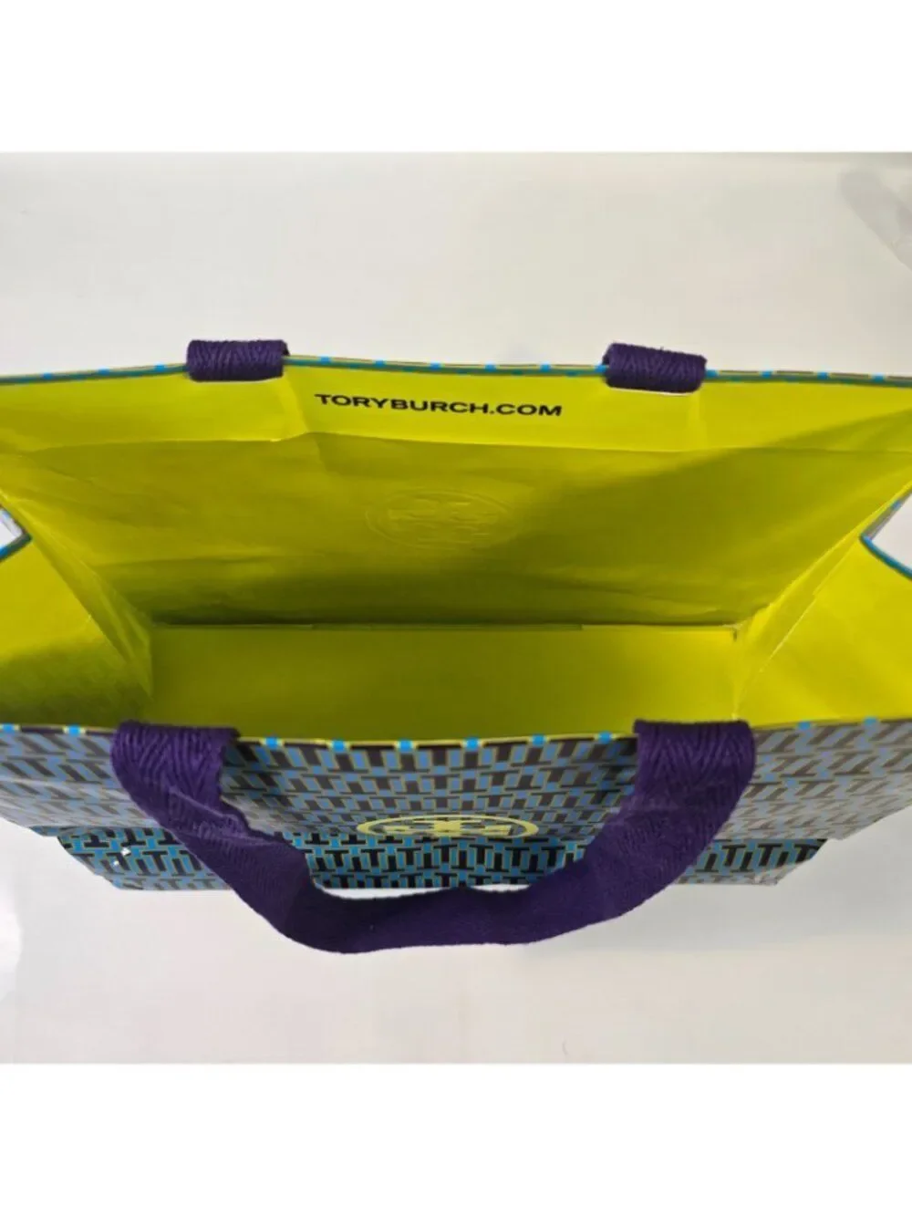 TORY BURCH Authentic Paper Bag Gift Shopping Tote Bag 9x12x5 Purple Blue
